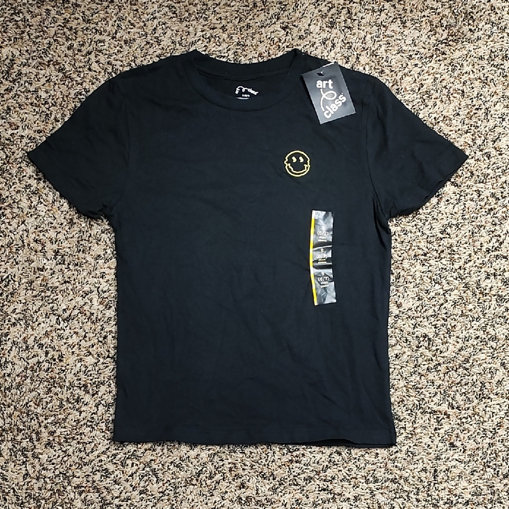 Art Class | Black Tee with Yellow Smiley Face